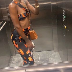 Orange and black two piece set